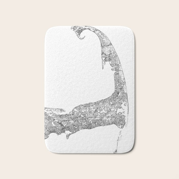 Cape Cod White Map Bath Mat Gallery Image 1