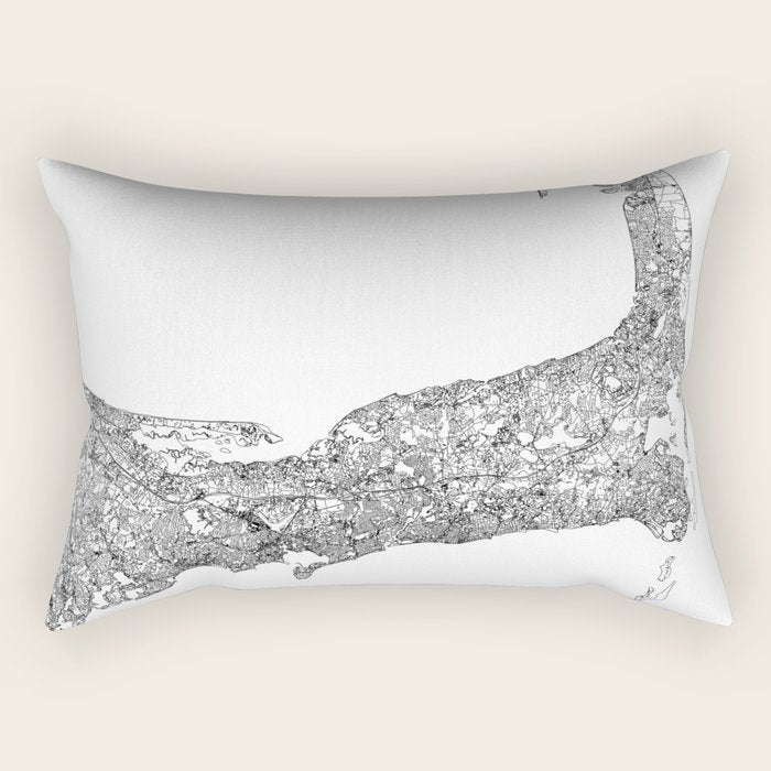 Cape Cod White Map Rectangular Pillow Gallery Image 1
