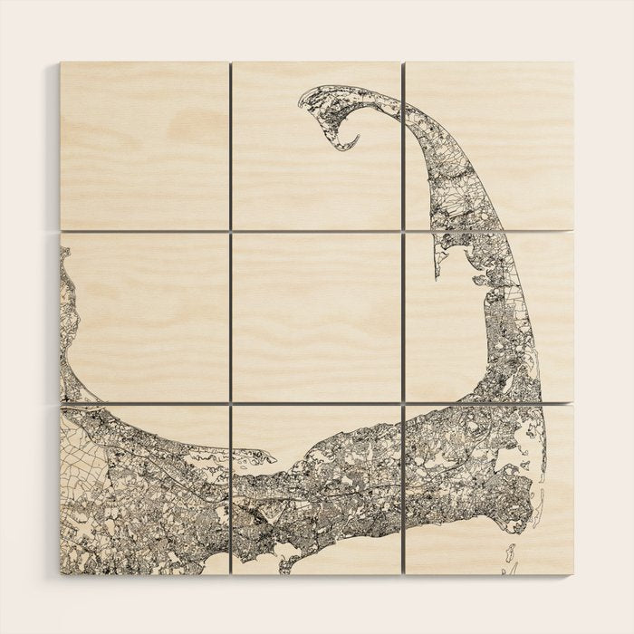 Cape Cod White Map Wood Wall Art