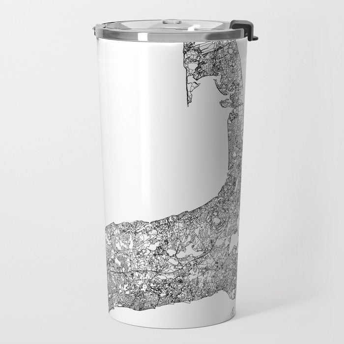 Cape Cod White Map Travel Mug Gallery Image 2