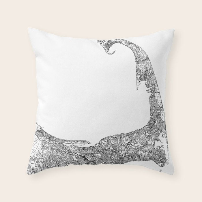 Cape Cod White Map Throw Pillow Gallery Image 1