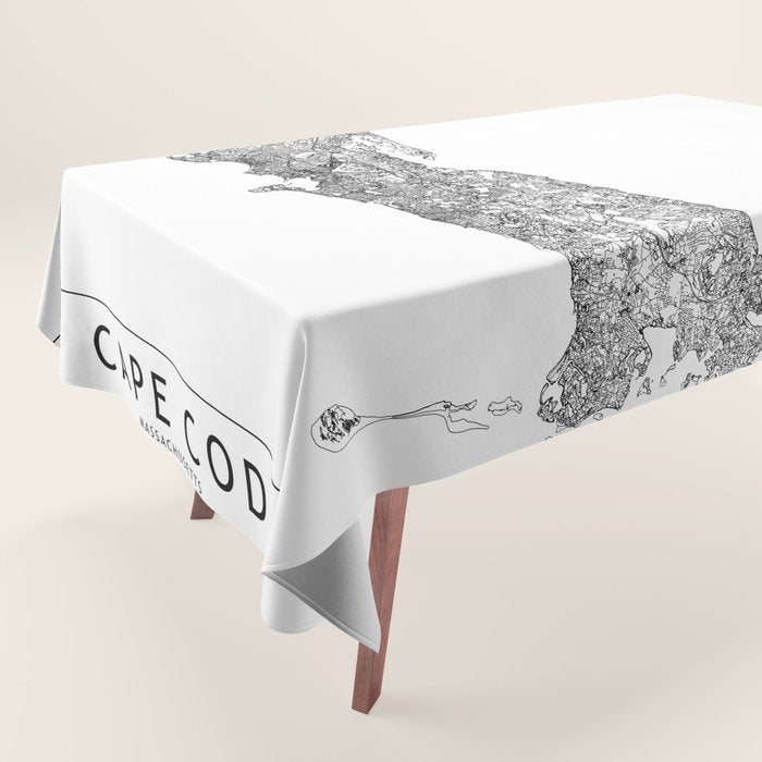 Cape Cod White Map Tablecloth Gallery Image 1