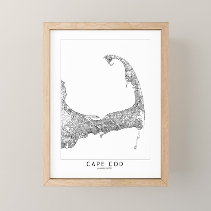 Cape Cod White Map Mini Art Print Gallery Image 1
