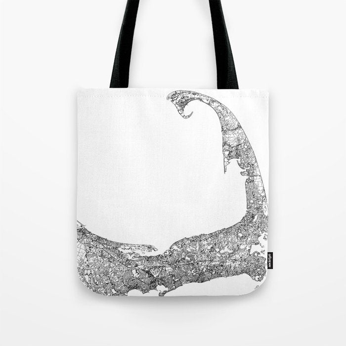 Cape Cod White Map Tote Bag Gallery Image 1