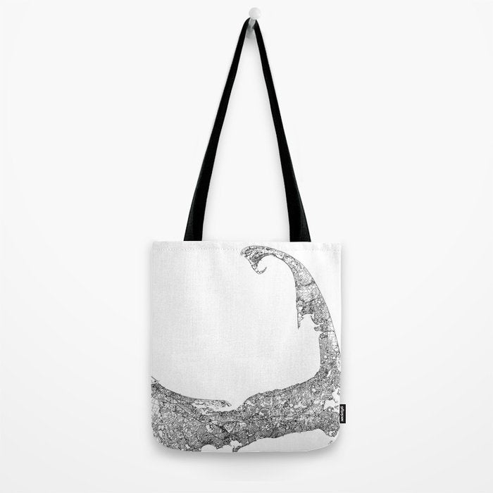 Cape Cod White Map Tote Bag Gallery Image 2