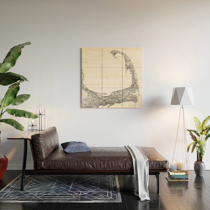 Cape Cod White Map Wood Wall Art Gallery Image 2