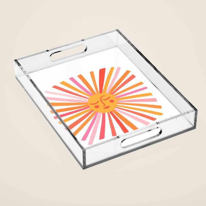 Retro Sunshine â Pink & Peach Acrylic Tray Gallery Image 1