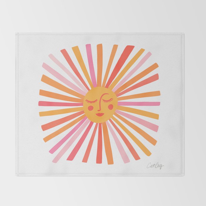 Retro Sunshine â Pink & Peach Throw Blanket Gallery Image 2
