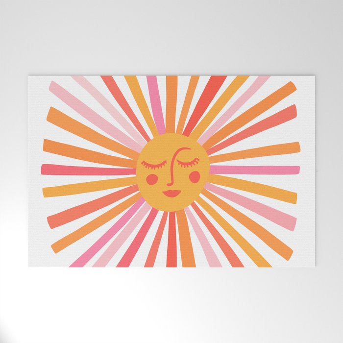 Retro Sunshine â Pink & Peach Welcome Mat Gallery Image 1