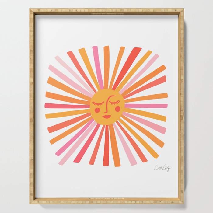 Retro Sunshine â Pink & Peach Serving Tray Gallery Image 1