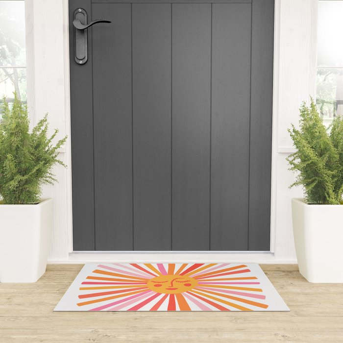 Retro Sunshine â Pink & Peach Welcome Mat Gallery Image 3