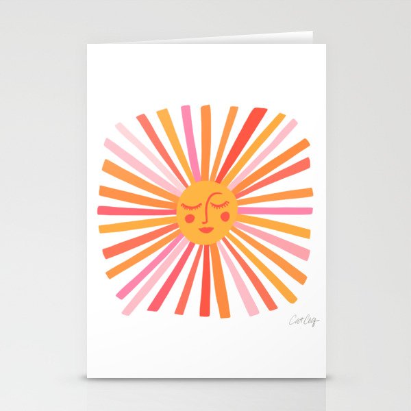Retro Sunshine â Pink & Peach Stationery Card Gallery Image 2