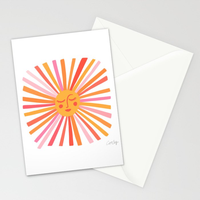 Retro Sunshine â Pink & Peach Stationery Card Gallery Image 2