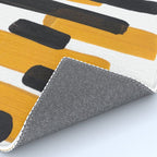 Mid Century Abstract Black & Yellow Fun Pattern Mustard Striped Primitive Stripes Rug Gallery Image 4