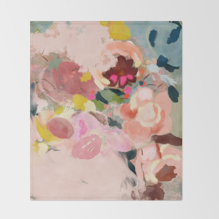 breakfast in my garden abstract art Throw Blanket Gallery Image 2
