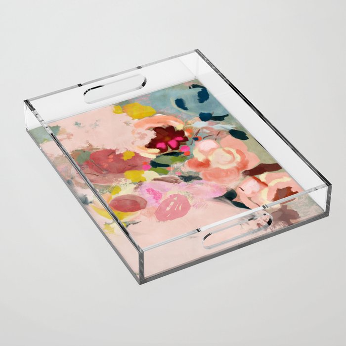 breakfast in my garden abstract art Acrylic Tray Gallery Image 1