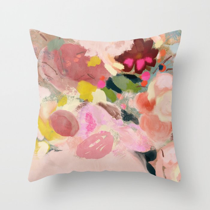 breakfast in my garden abstract art Throw Pillow Gallery Image 1