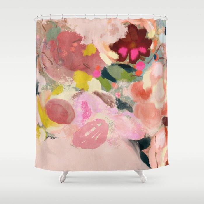 breakfast in my garden abstract art Shower Curtain Gallery Image 1