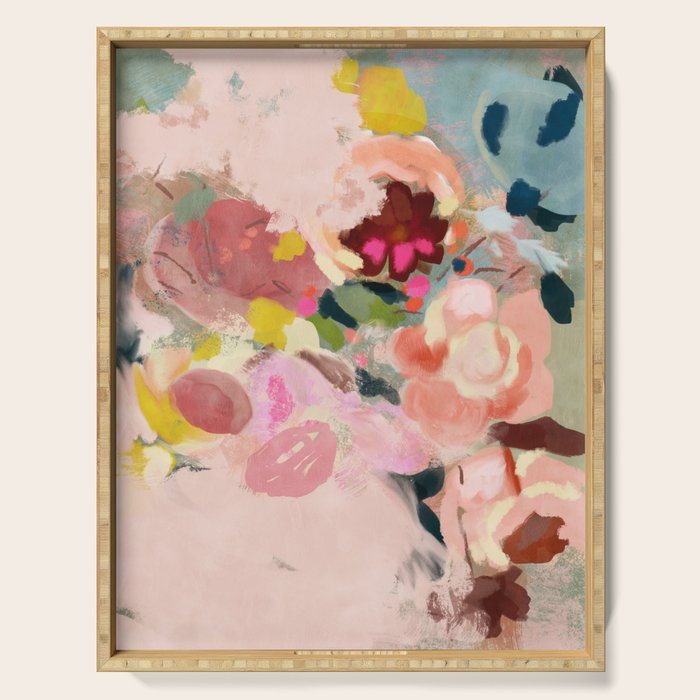 breakfast in my garden abstract art Serving Tray Gallery Image 1