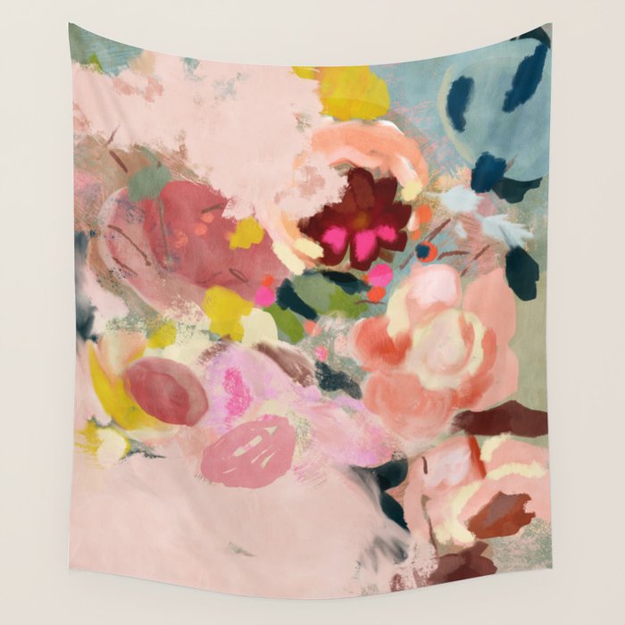 breakfast in my garden abstract art Wall Tapestry Gallery Image 4