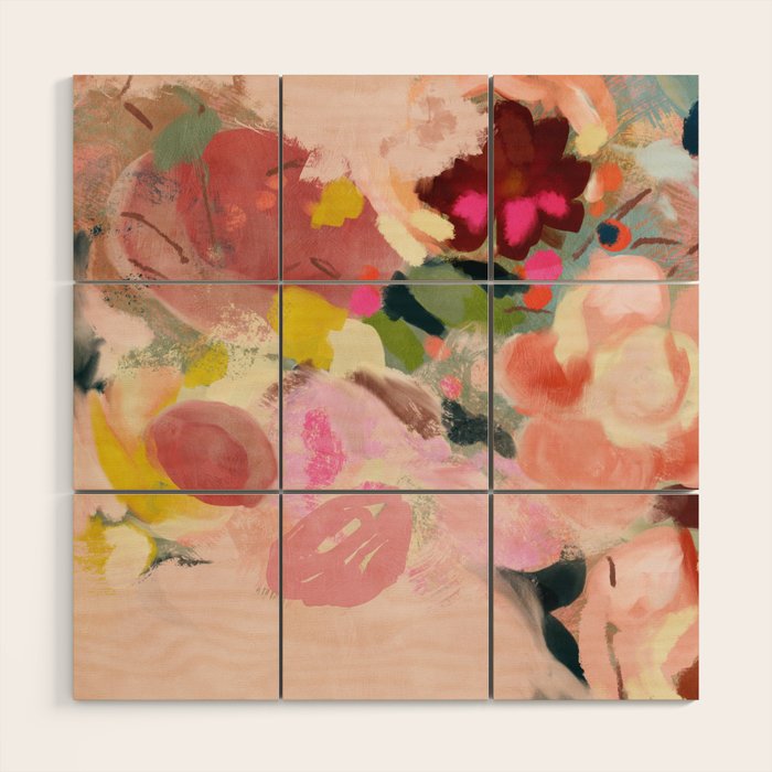 breakfast in my garden abstract art Wood Wall Art Gallery Image 1