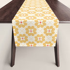 Retro Floral Pattern in Yellow Table Runner Gallery Image 1