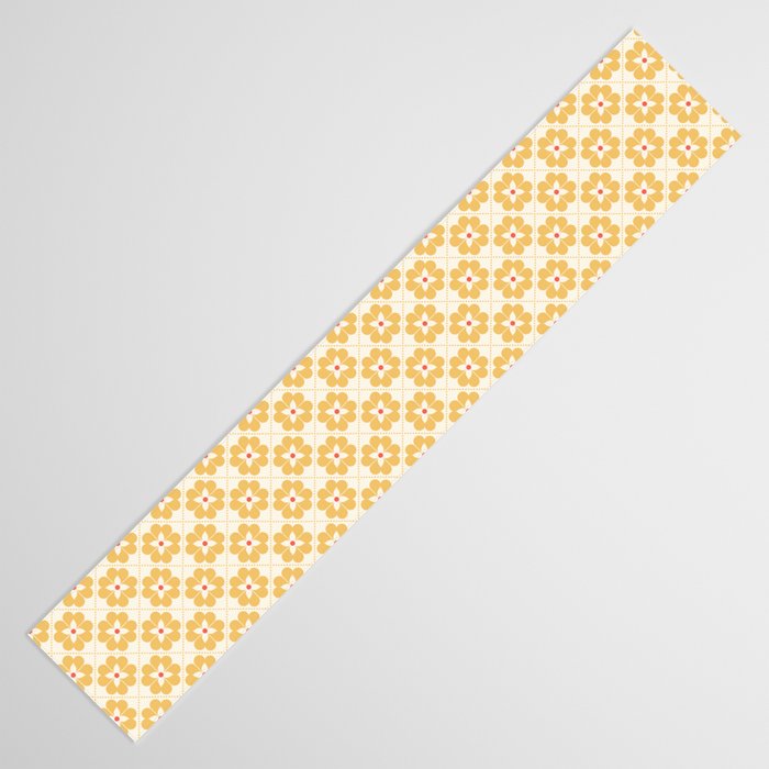 Retro Floral Pattern in Yellow Table Runner Gallery Image 3
