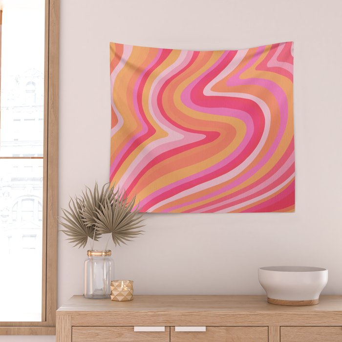 Sunshine Melt - Pink & Peach Palette Wall Tapestry Gallery Image 2