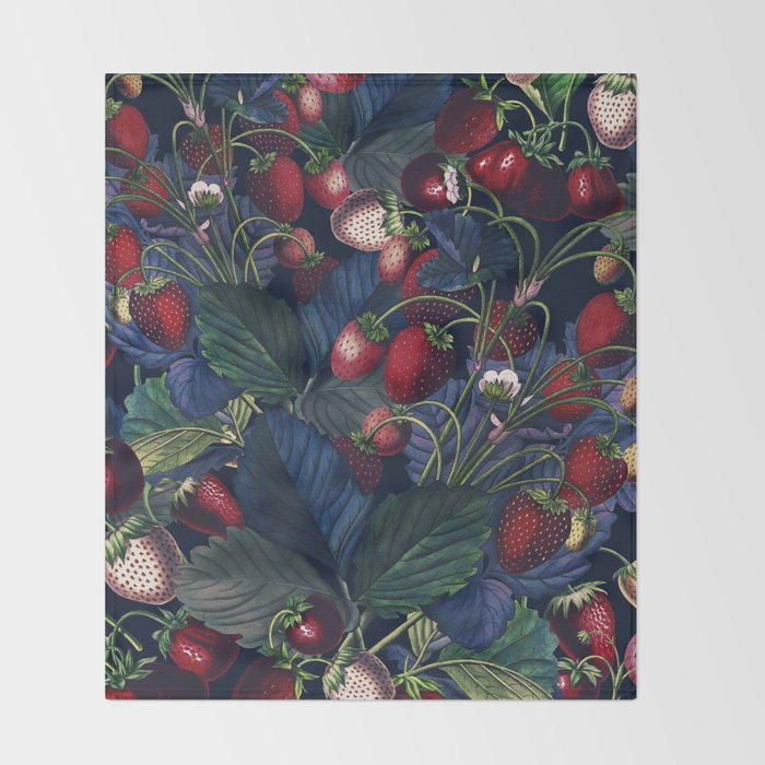 Strawberry Fields Forever III - Night Throw Blanket Gallery Image 2