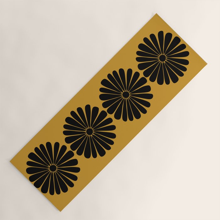 Retro Daisy Abstract VIII Golden Yellow Bold Floral Yoga Mat Gallery Image 1