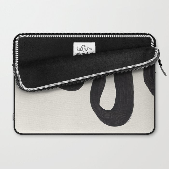 Minimalist Abstract Art Smoke Genie In The Lamp Mythical Magical Ink Art Black & White Laptop Sleeve Gallery Image 2