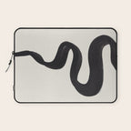 Minimalist Abstract Art Smoke Genie In The Lamp Mythical Magical Ink Art Black & White Laptop Sleeve Gallery Image 1
