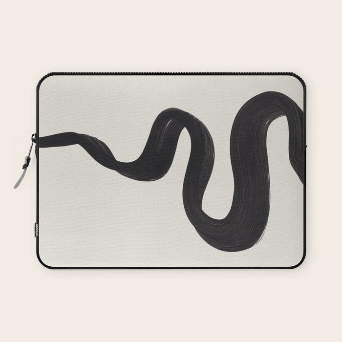 Minimalist Abstract Art Smoke Genie In The Lamp Mythical Magical Ink Art Black & White Laptop Sleeve Gallery Image 1