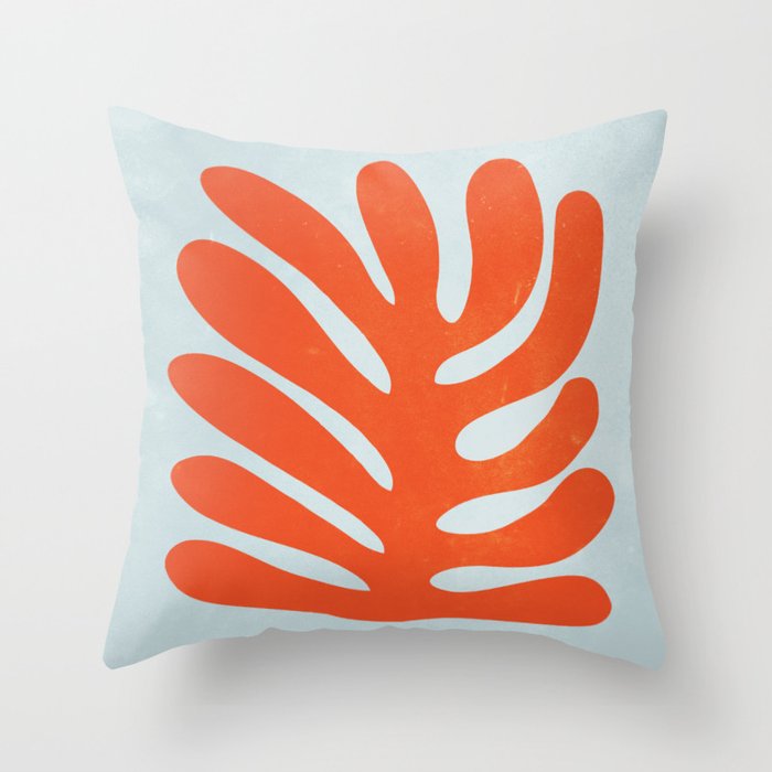 Fire Red: Wild Leaf | Matisse Foliage Paper Cutouts 01 Throw Pillow Gallery Image 6