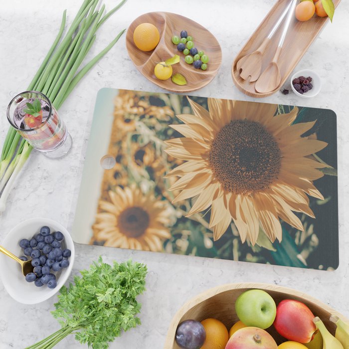 Happy Sunflower Field Cutting Board Gallery Image 2