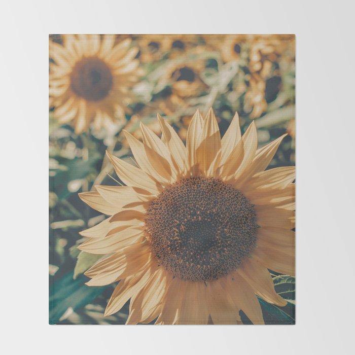 Happy Sunflower Field Throw Blanket Gallery Image 2