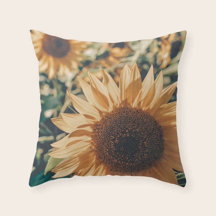 Happy Sunflower Field Throw Pillow Gallery Image 6