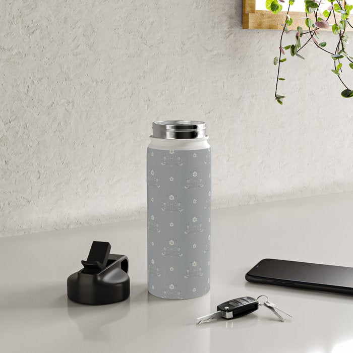 Cafe Floral - Dusty Blue Water Bottle Gallery Image 4
