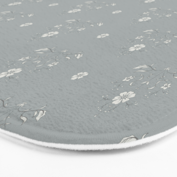 Cafe Floral - Dusty Blue Bath Mat Gallery Image 3