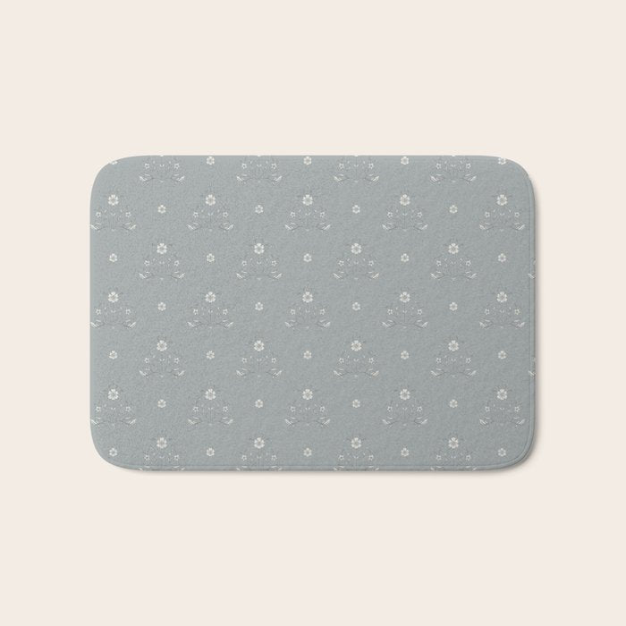 Cafe Floral - Dusty Blue Bath Mat Gallery Image 1