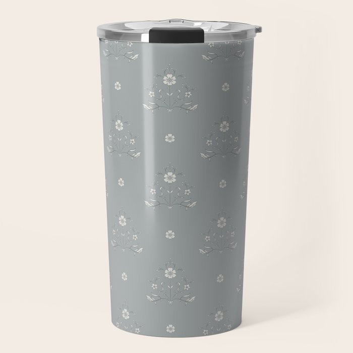 Cafe Floral - Dusty Blue Travel Mug Gallery Image 1