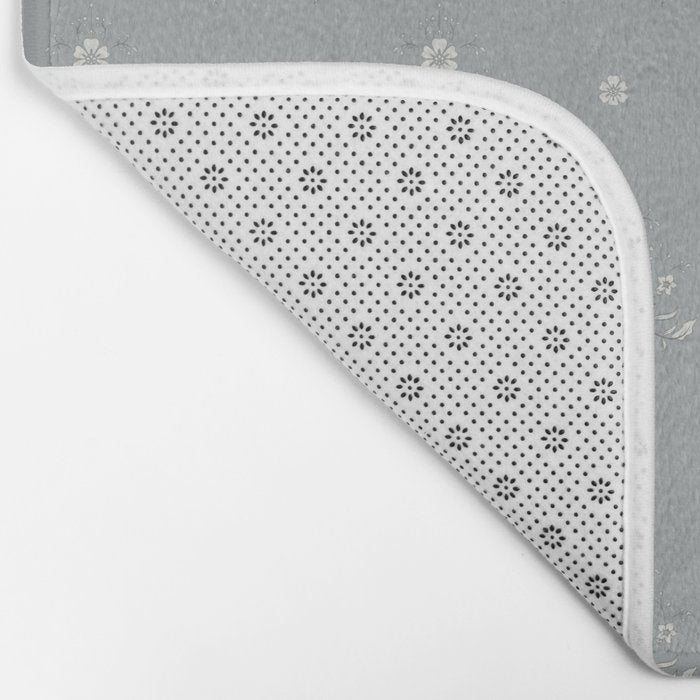 Cafe Floral - Dusty Blue Bath Mat Gallery Image 2