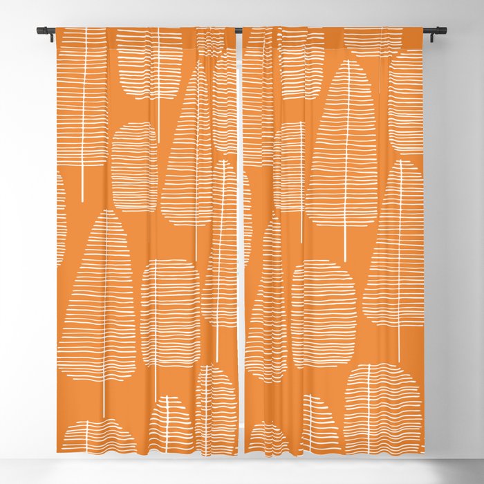 Mid Century Modern Forest Navel Orange Window Curtain Gallery Image 1