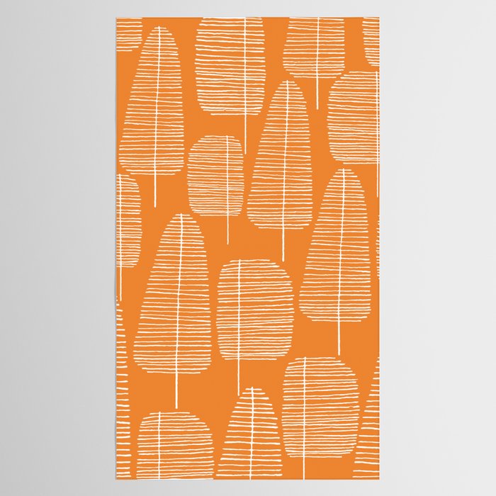 Mid Century Modern Forest Navel Orange Tablecloth Gallery Image 2