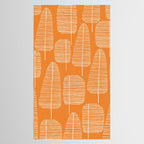 Mid Century Modern Forest Navel Orange Tablecloth Gallery Image 2