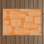 Mid Century Modern Forest Navel Orange Outdoor Rug Gallery Image 1