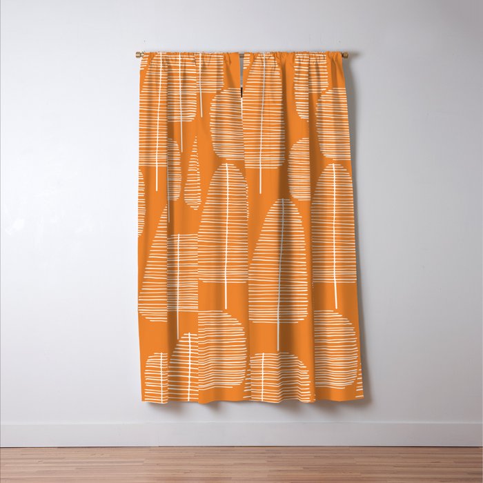 Mid Century Modern Forest Navel Orange Window Curtain Gallery Image 3