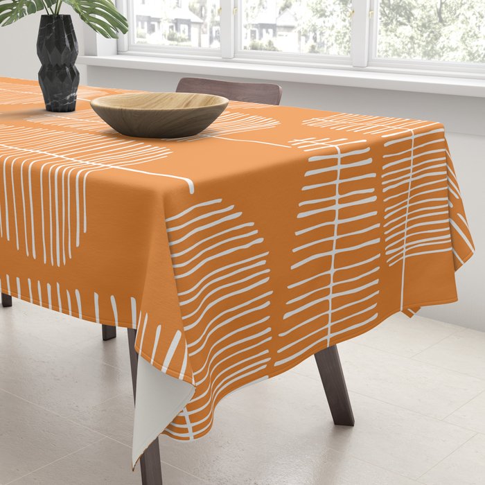 Mid Century Modern Forest Navel Orange Tablecloth Gallery Image 3