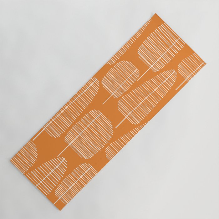 Mid Century Modern Forest Navel Orange Yoga Mat Gallery Image 1