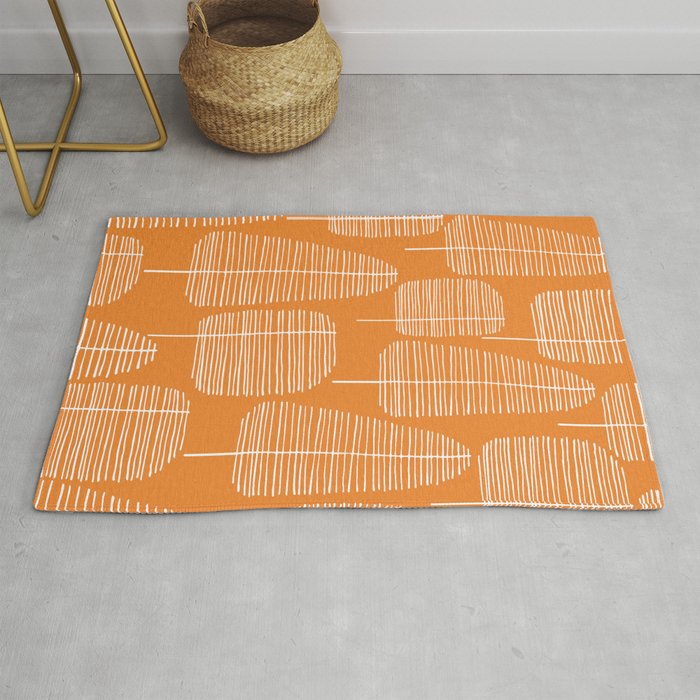 Mid Century Modern Forest Navel Orange Rug Gallery Image 1